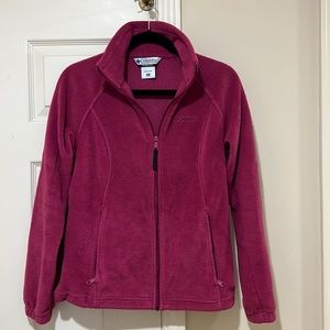Columbia Fleece Zipup Jacket. Dark pink/magenta color. Gently used.